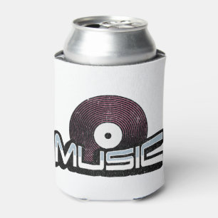 Music text with vinyl record can cooler