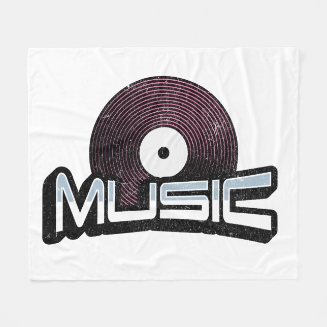 Music text with vinyl record fleece blanket (Front (Horizontal))