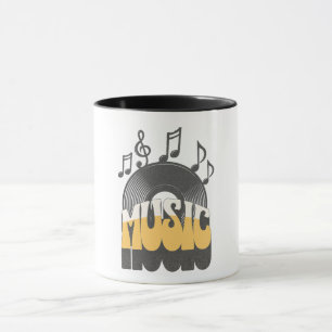 Music text with vinyl record mug