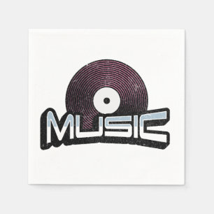 Music text with vinyl record napkin