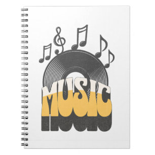 Music text with vinyl record notebook