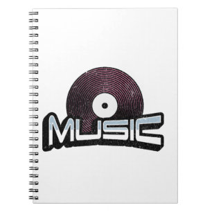 Music text with vinyl record notebook