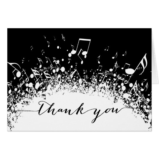 music thank you black and white explosion card