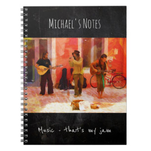 Music That's my Jam - Painting of Street Musicians Notebook