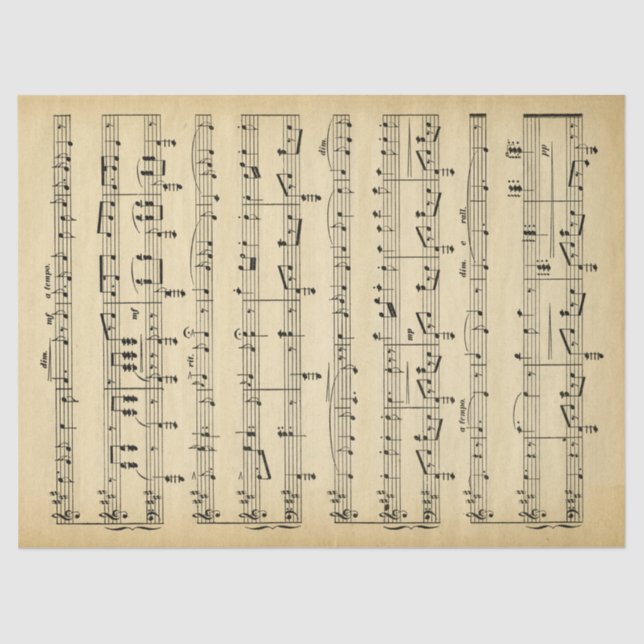 Music Theme Antique Sheet Music tissue paper (Front)