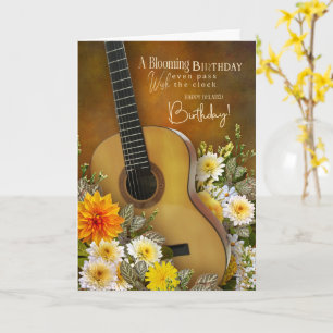 Music Theme Belated Birthday Card – Guitar Design