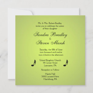 Music Theme Green Wedding Invitation