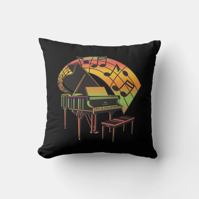 Music Theme Illustration-Abstract Piano Cushion (Front)