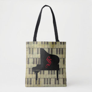 Music Theme Piano Book Tote Bag Music Note