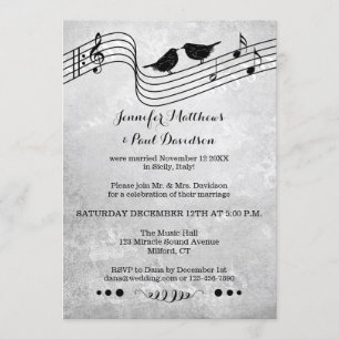 Music Theme Post or After Wedding Photo Invitation