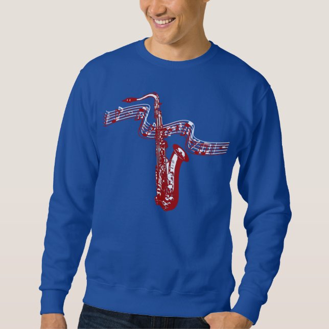Music theme Red Saxophone and notes -Sweatshirt Sweatshirt (Front)