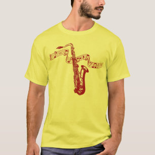 Music Theme Red Saxophone Red Notes - Shirt
