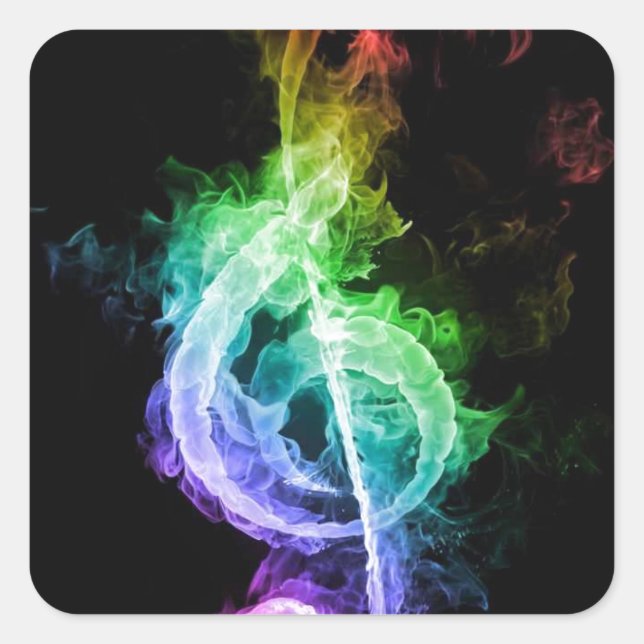 music theme square sticker (Front)