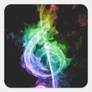 music theme square sticker