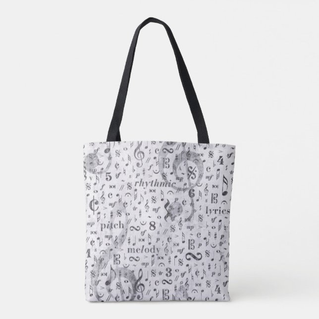 Music theme Tote Bag Music note piano bag (Back)