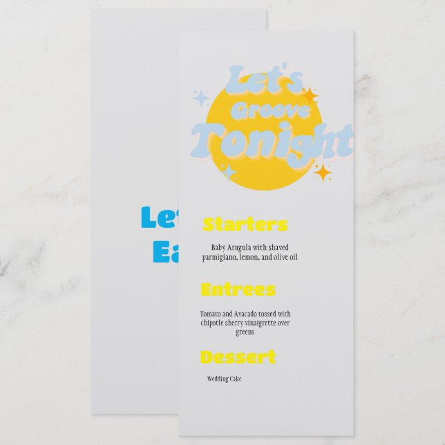 Music Theme Wedding Menu (Front/Back)