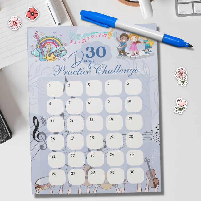 Music Themed 30 Days Practice Challenge Notepad (Creator Uploaded)