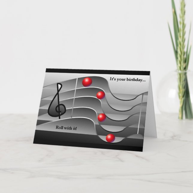 Music Themed Birthday Greetings Card (Front)