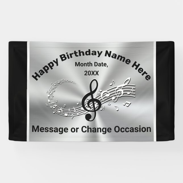 Music Themed Birthday Party Supplies, Any Occasion Banner (Horizontal)