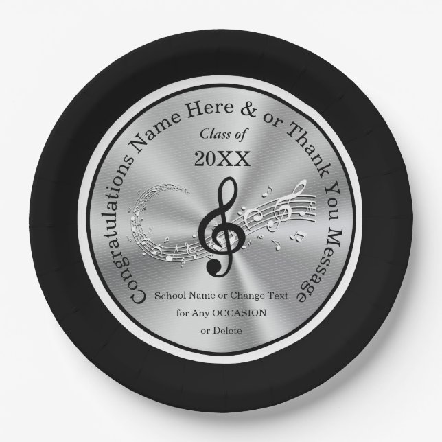 Music Themed Graduation Party Ideas, Music Note Paper Plate (Front)