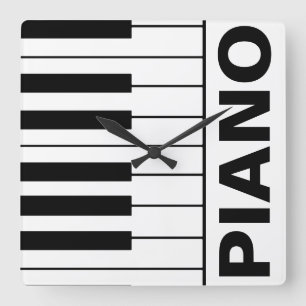 music-themed piano keys square wall clock