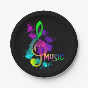 Music Themed Rainbow Treble Clef Paper Plate