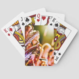 Music Themed, Shiny Brass Saxophone Player With Ba Playing Cards