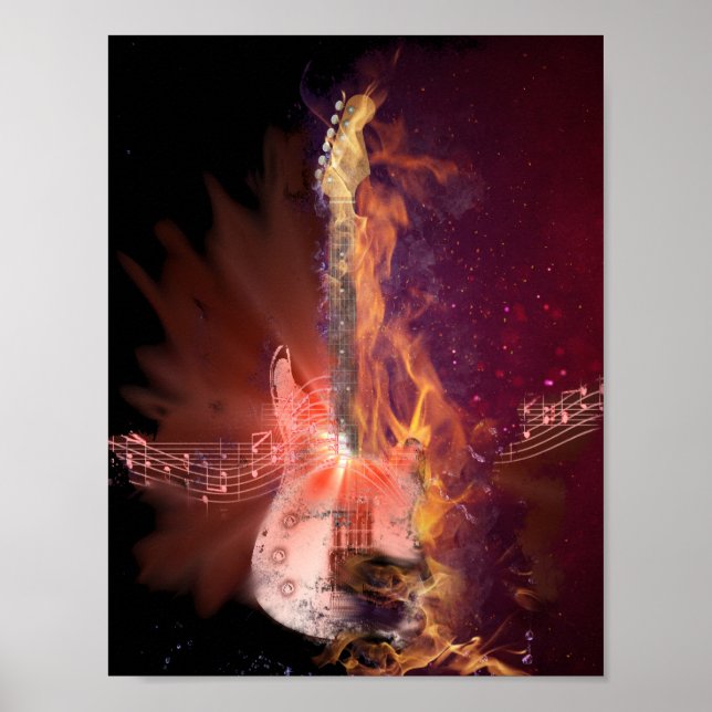 Music Themed Wall Art With Guitar (Front)
