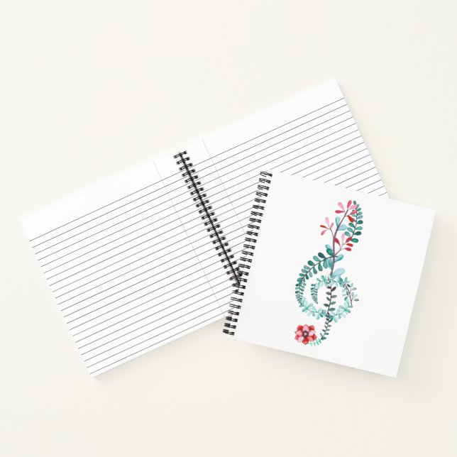 Music Themed Watercolor Treble Clef Notebook (Inside)