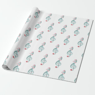 Music Themed Watercolor Treble Clef Pattern Wrapping Paper
