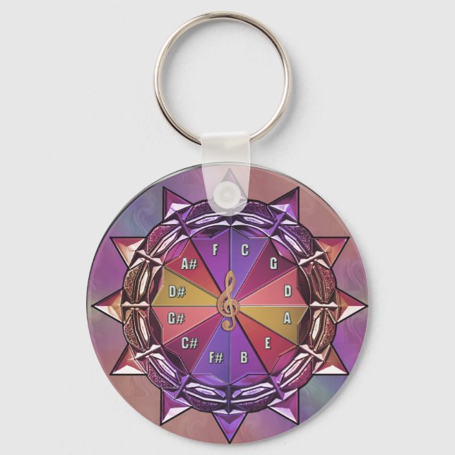 Music Theory Circle of Fifths Mandala Keychain (Front)