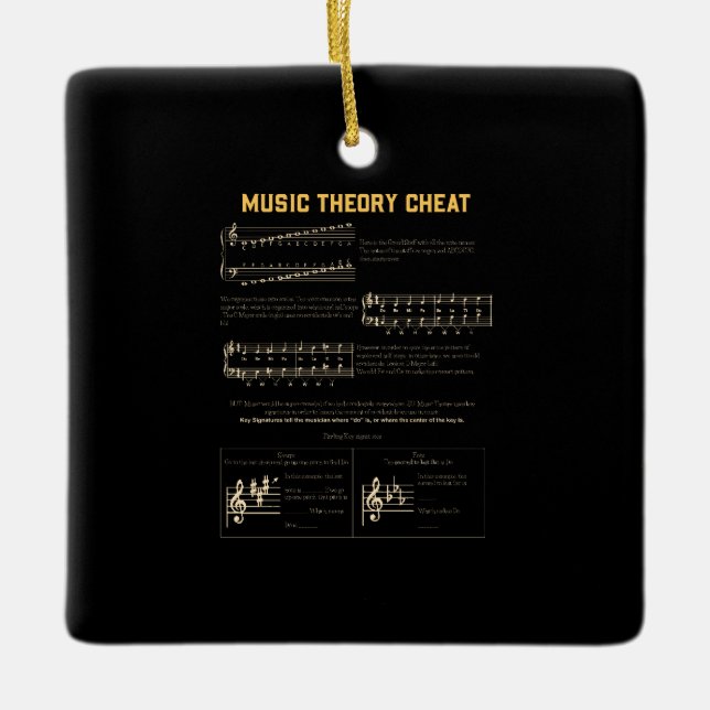 Music Theory Graphic Ceramic Ornament (Front)