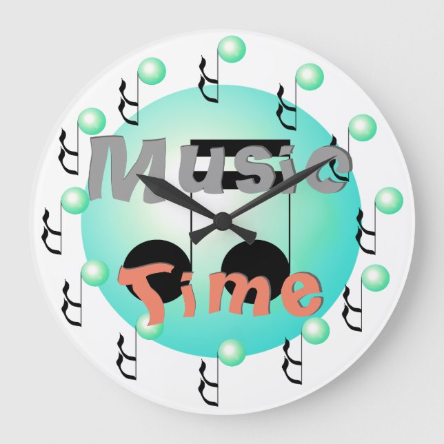 Music Time Musical Musicians DJs Bands Orchestra Large Clock (Front)