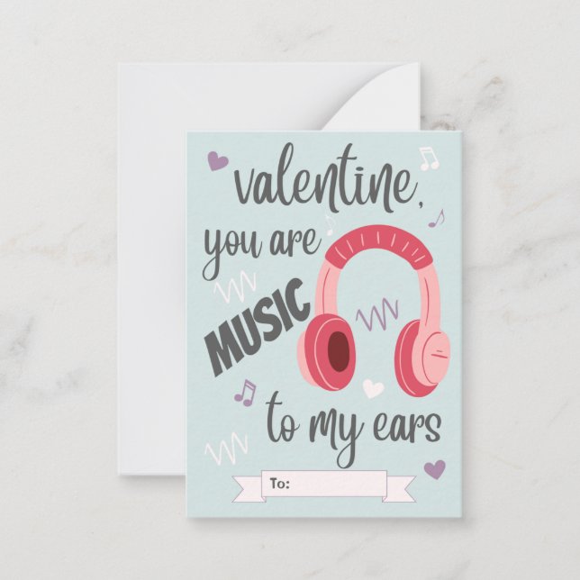 Music to my Ears Classroom Valentine's Day Card (Front)