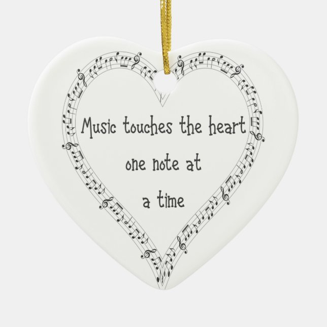 Music Touches the Heart Inspirational Quote Ceramic Tree Decoration (Front)