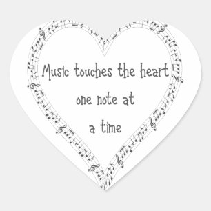 Music Touches the Heart Inspirational Quote Heart Sticker