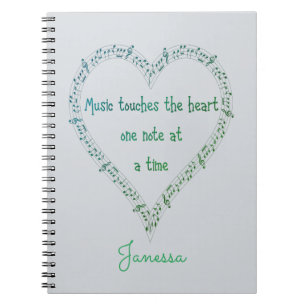Music Touches the Heart Inspirational Quote Notebook