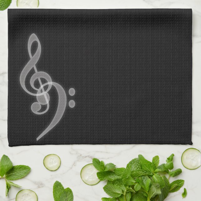 Music - Treble and Bass Clef - Kitchen Towels (Folded)