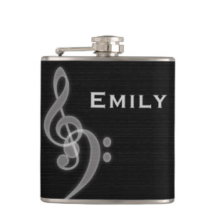 Music - Treble and Bass Clef - Liquor Flask