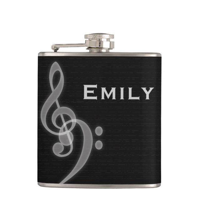 Music - Treble and Bass Clef - Liquor Flask (Front)