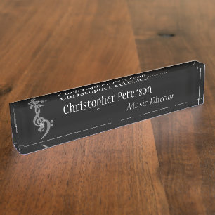 Music - Treble and Bass Clef Nameplate