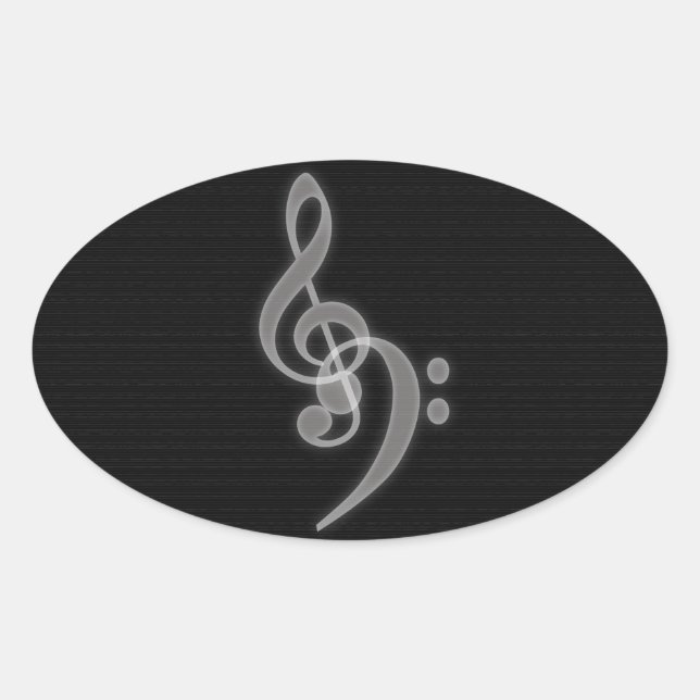 Music - Treble and Bass Clef Oval Stickers (Front)