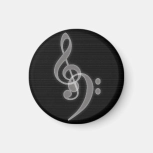 Music - Treble and Bass Clef - Round Magnet