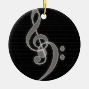Music - Treble and Bass Clef - Round Ornament