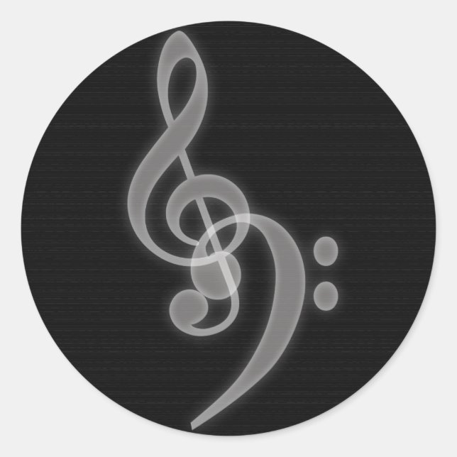 Music - Treble and Bass Clef - Round Sticker (Front)