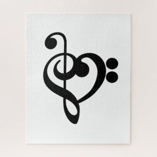 Music Treble Bass Clef Heart Jigsaw Puzzle