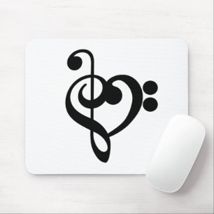 Music Treble Bass Clef Heart Mouse Mat
