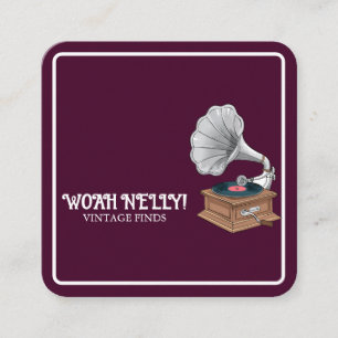 Music Treble Clef Chrome Personalised Mini Square Business Card