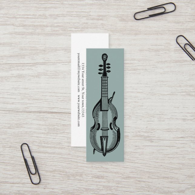 Music Treble Clef Chrome Personalized Mini Mini Bu Mini Business Card (Front/Back In Situ)