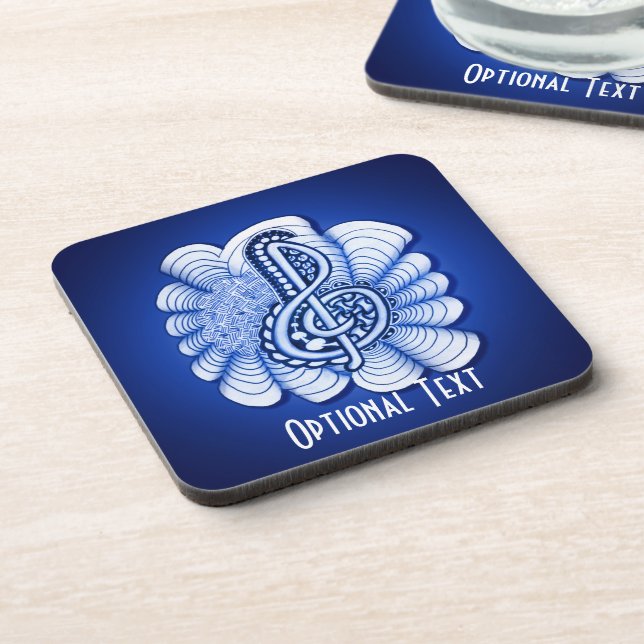 Music Treble Clef Decorative and Personalizable Coaster (Left Side)